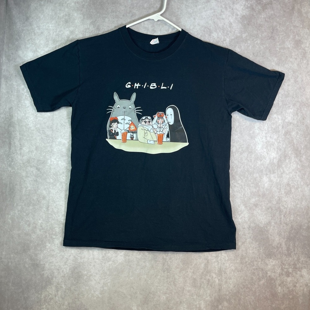 VINTAGE Studio Ghibli Shirt Adult Large Black Graphic Tee‎ FRIENDS Cotton Y2K